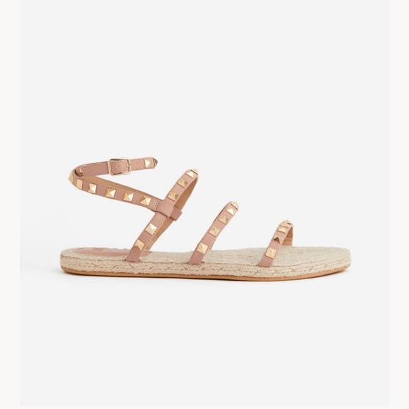 H&M Pink Studded Espadrilles Strappy Sandals Size 10 NWT‎ - Picture 1 of 6